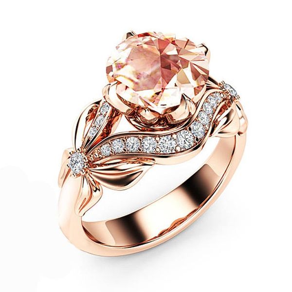 

wedding rings selling ring valentine's day rose gold flower crystal christmas gifts zircon female couple bowknot cubic zirconia, Slivery;golden