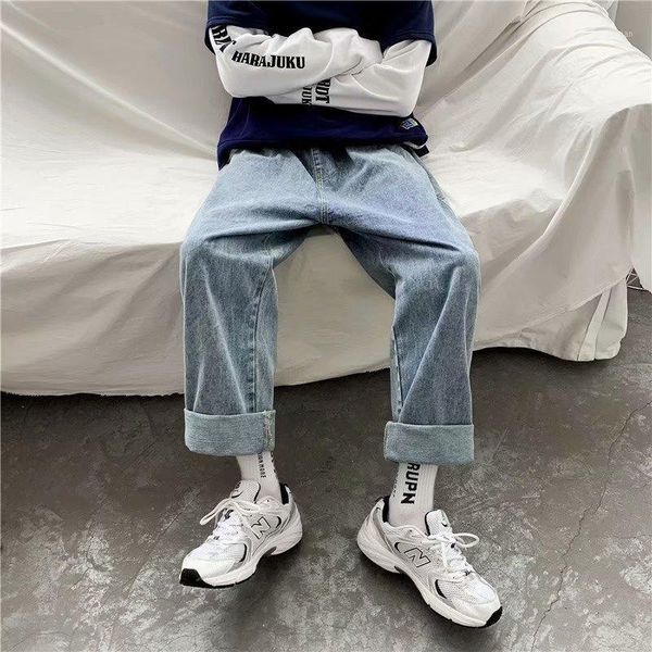

men's jeans men's men korean fashions blue 2022 harem pants mens japanese streetwear denim baggy wide leg loose