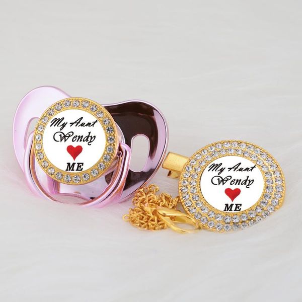 

pacifiers# miyocar custom any test aunt love me gold bling pacifier and clip black bpa dummy unique design p-aunt