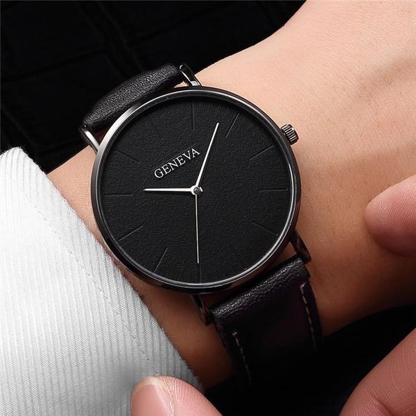 

wristwatches 2021 fashion men watches geneva watch leather men's casual quartz wristwatch male clock montre homme reloj hombre, Slivery;brown
