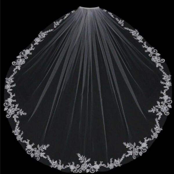 

bridal veils short white ivory 1t wedding appliques veil with comb, Black