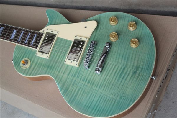 

standard store electric guitar body mahogany and maple collar, burning green, gray