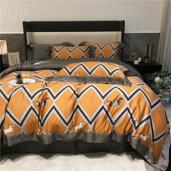 

bedding sets 600tc 100%lyocell tencel duvet cover luxuious silky soft smooth set bed sheet pillowcases  king 4pcs