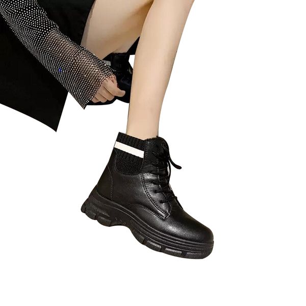 Kadın Çizmeler Platformu Ayakkabı Siyah Beyaz Bayan Serin Motosiklet Boot Deri Ayakkabı Eğitmenler Spor Sneakers Boyutu 35-40 05