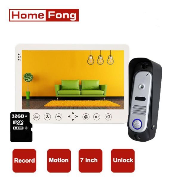 

homefong 7 color display video door phone intercom system white day night vision picture record motion alarm unlock talk phones