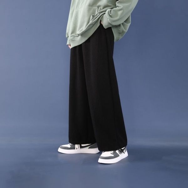

men's pants spring wide-leg fashion retro casual men streetwear korean loose hip-hop straight mens trousers m-3xl rmya, Black