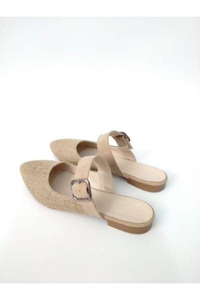 

slippers straw buckle women's classic season 2021 summer, Black