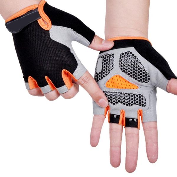 

cycling gloves 1pair breathable adjustable wrist climbing fitness riding shockproof elastic half finger comfortable men women, Black