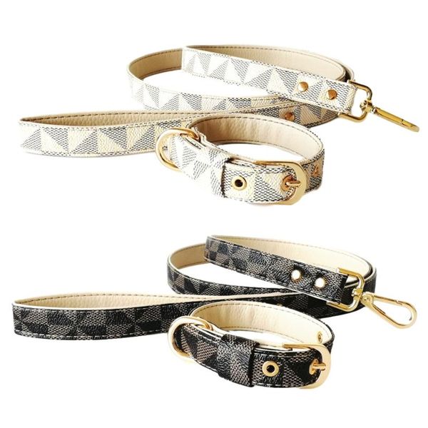 

dog collars & leashes soft leather leash pet collar plaid customized supplies