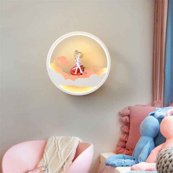 

modern led card round wall lights children's room boy girl baby eye protection lamps corridor staircase restaurant lighting lamp