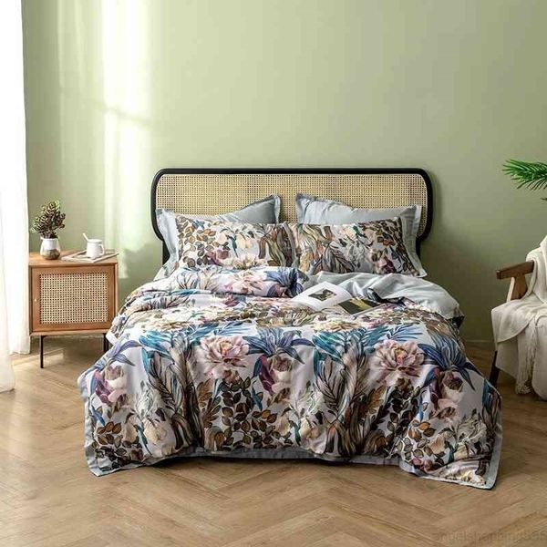 

leaves tropical duvet  soft long staple cotton floral bedding set full 4pcs comforter cover bed sheet pillowcase
