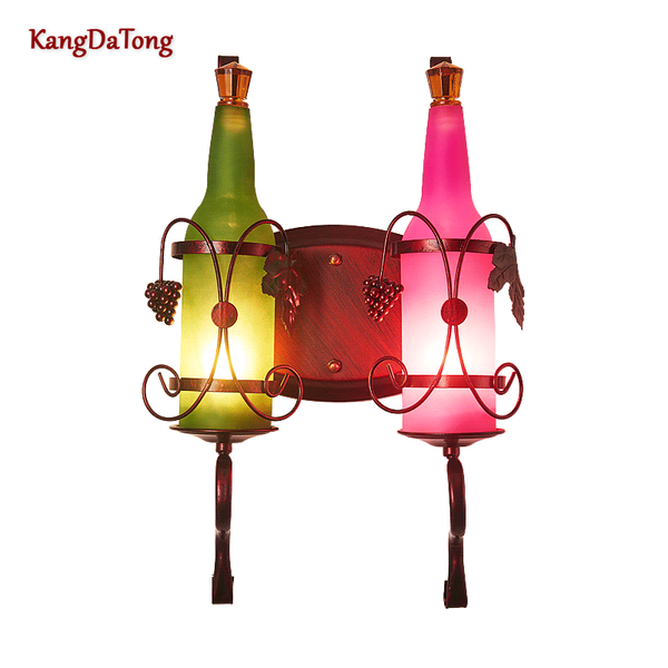 

creative art led wall lamp bar retro american wine bottle personality corridor attic light background decorative lamps