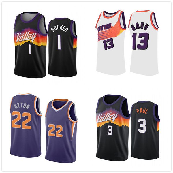 

2022 men basketball jerseys chris 3 paul devin 1 booker city retro shirt, Black;red
