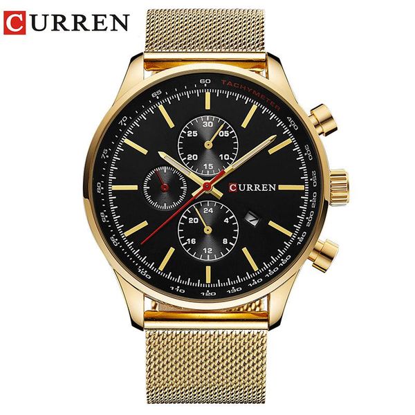 

wristwatches curren watch men fashion casual full sports watches relogio masculino business relojes quartz 8227, Slivery;brown