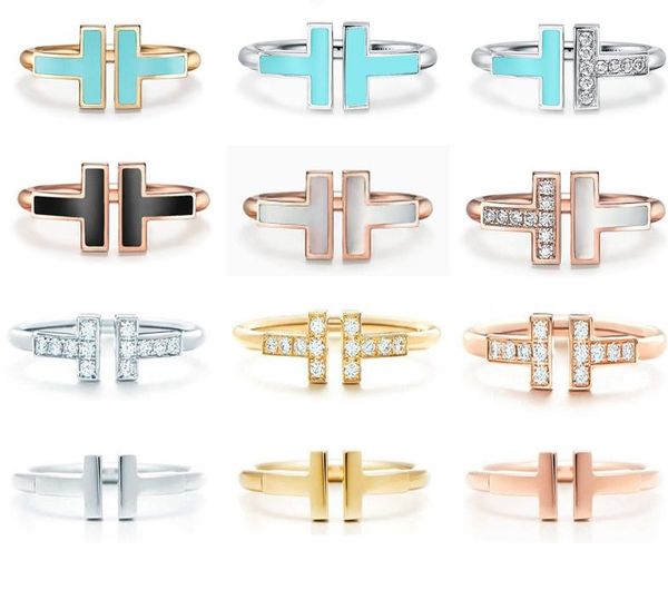 

tiff double t-shaped opening 925 sterling silver band rings, 1.1with original logo fashion woman jewelry