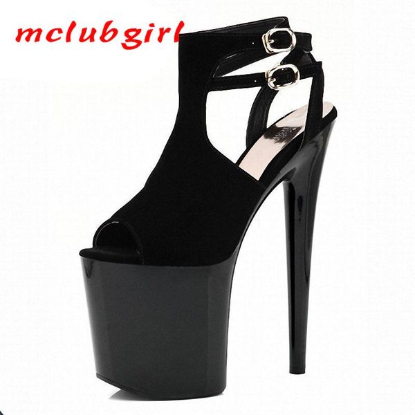 

dress shoes mclubgirl 20cm high-heeled large size super nightclub women's fish sandals high lyp, Black