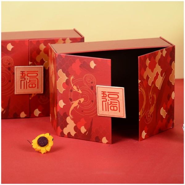 

gift wrap red double open pisces magnetic stamping box anniversary for wedding favors birthday party christmas jelwery decoration