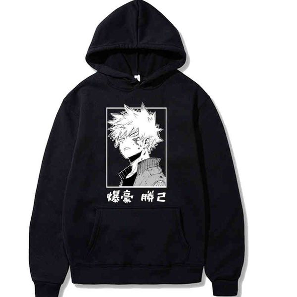 

Harajuku my hero academia Unisex Hoodi Japane Anime Bakugou Katsuki Printed Men's Hoodie Streetwear Casual Sweatshirts, Black