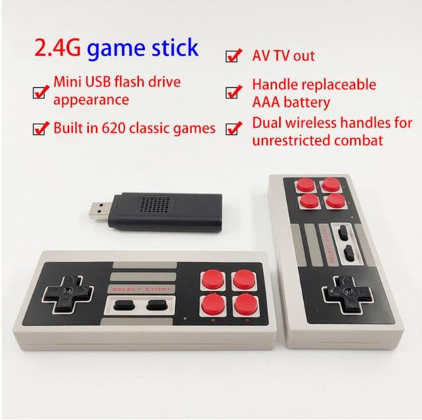 

portable game players av video console built-in 620 retro wireless controller 720p