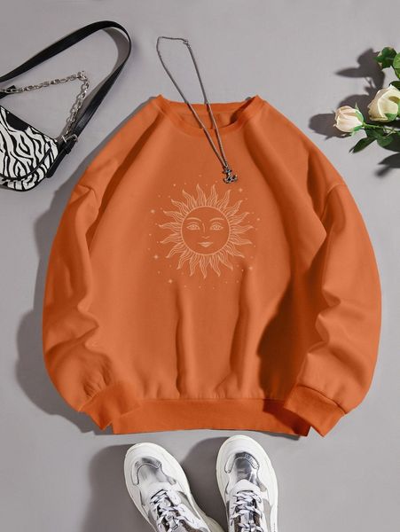 

sun print drop shoulder thermal pullover 68aq#, White;black