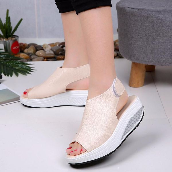 

sandals fashion women summer female vintage wedges platform shoes peep toe sandal high heels fish zapatos mujer tyh6, Black