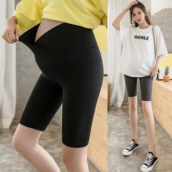 

summer thin modal cotton maternity shorts adjustable high waist belly underpants for pregnant women pregnancy loose legging bottoms, White