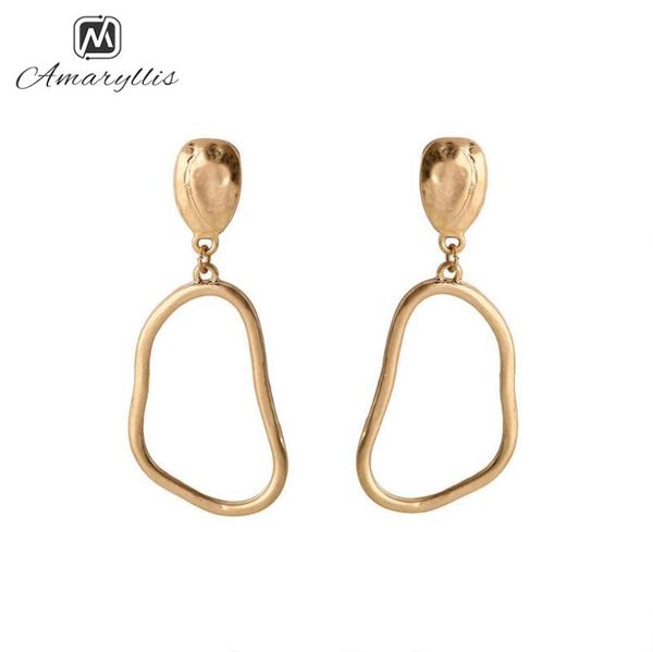 

stud amaiyllis simple geometric earrings for women large irregular hollow pendant chic statement post brincos, Golden;silver