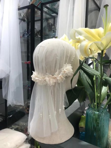 

bridal veils romantic wedding with flowers beads, Black