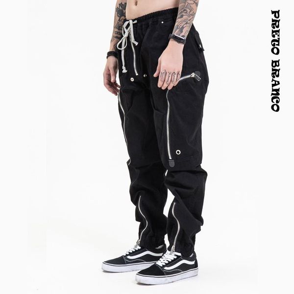 

men's suits & blazers preto branco hip-hop tide multi-zipper cross 2021 high street blue jeans homme loose straight hearts pants moto t, White;black