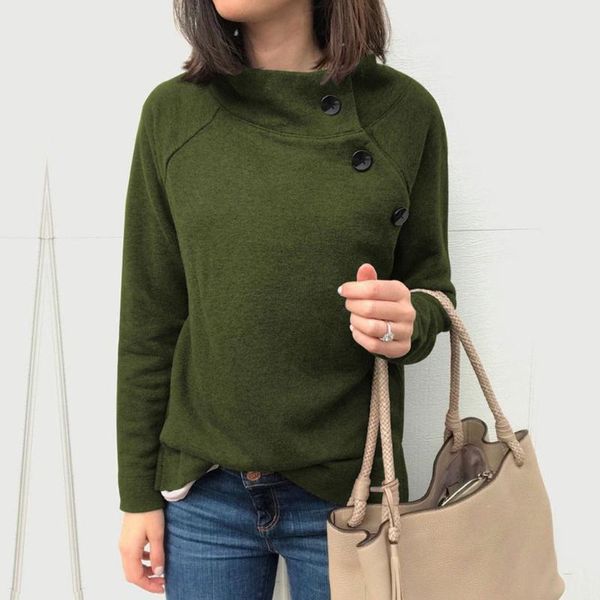 

women's hoodies & sweatshirts casual solid sweatshirt women button stand collar long sleeve pullover 2021 auutmn winter female fleece, Black