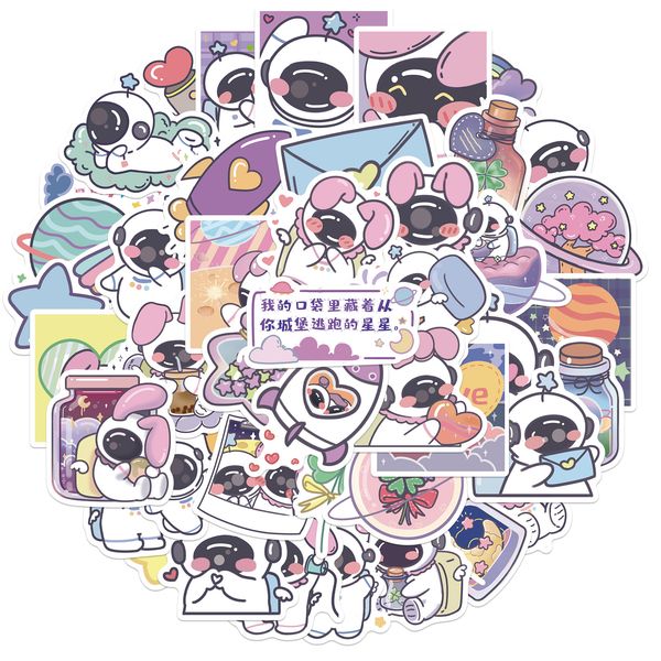 

50pcs cute hand drawn cartoon astronaut waterproof wall stickers for lapbike car