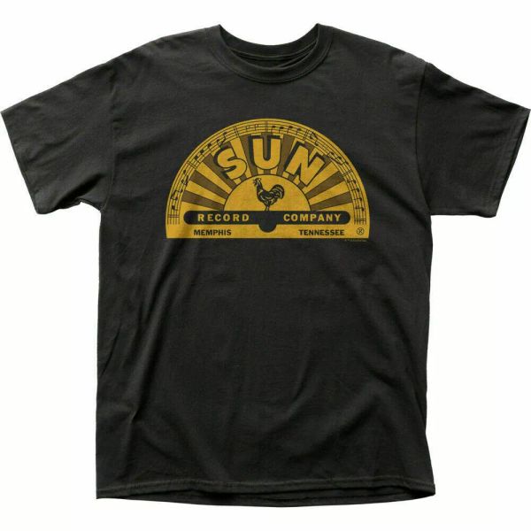 

sun records memphis logo t shirt mens licensed rock n roll music retro tee black, White;black