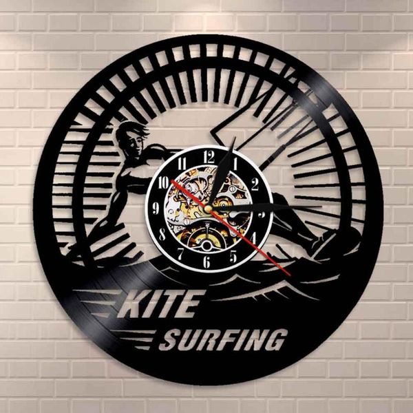 

wall clocks kite surfing clock home decor modern design vintage record boarding art surfers gift ideas