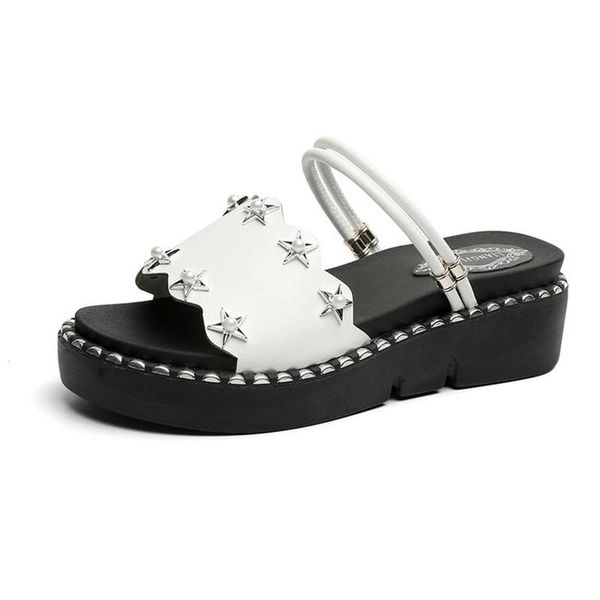 

dress shoes women slipper sandals mujer 2021 heels wedges platform leather peep toe chaussures female elegantes scarpe donna, Black