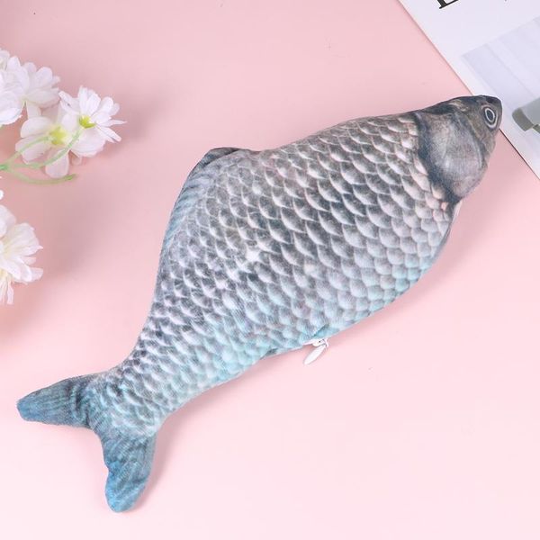 

cat toys usb recharging artificial fish electric playing kitten teaser funny jumping plush adornment (dark blue nav