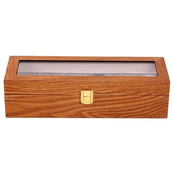 

watch boxes & cases 6 slots wooden display case, gl ed case, Black;blue