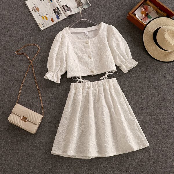 

skirts sweet mode two pieces of short sleeve shirt + high to-line waist mini skirt set 2 piece suits, Black