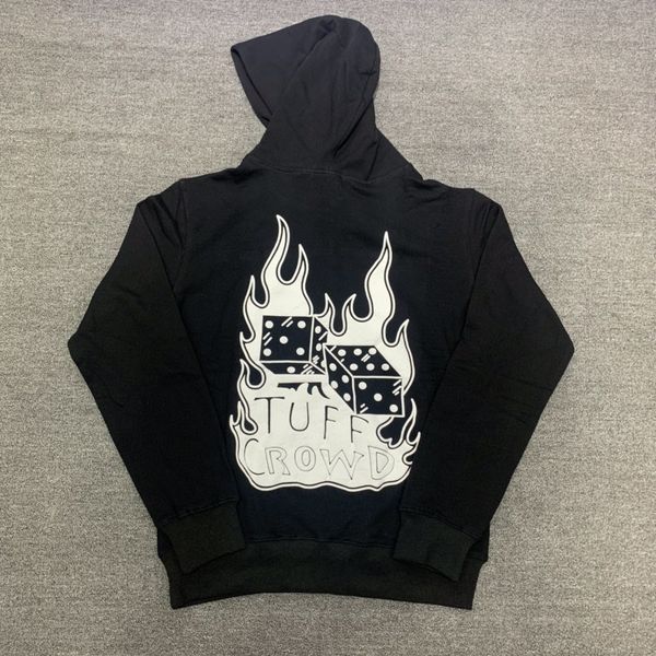 

high street men 3d dice printed hoodies long sleeve novelty fleece hoodie designer sweatshirt, Black