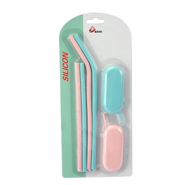 

drinking straws xyj 6 pieces of set reusable silicone convenient storage with straw cleaner kitchen bar party accessories