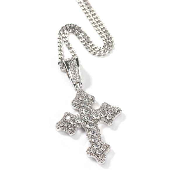 Luxus Schmuck CZ Diamant Edelstein Kreuz Anhänger Glücksfrauen Männer Halskette für Party Geschenk