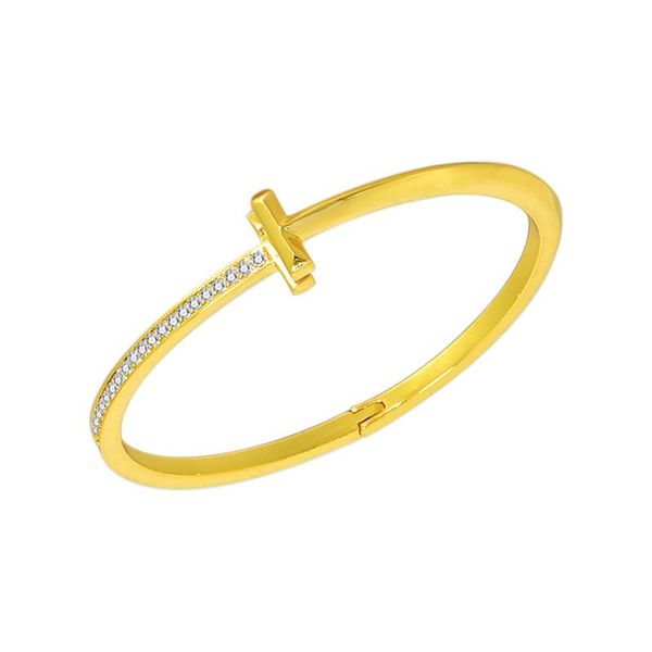 

bangle trendy elegant 14k real gold jewelry round shape charming bracelet for women zircon jewellery, Black