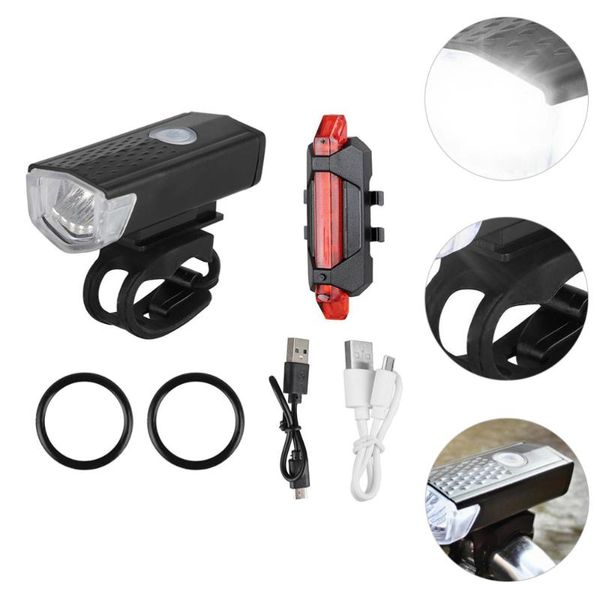 

bike lights set emergency light bicycle rechargeable led headlight and taillight