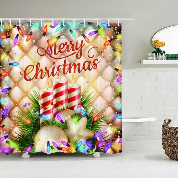 

shower curtains christmas bathroom curtain santa claus tree happy year festival decorate waterproof bath