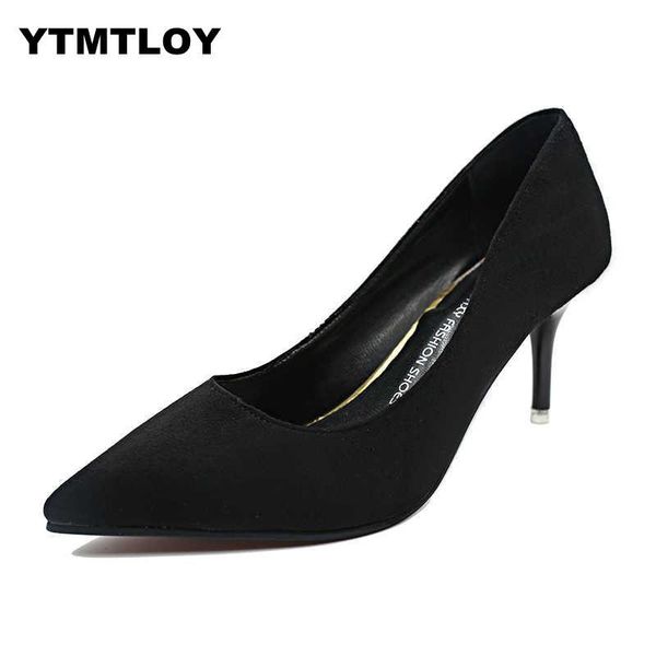 

dress shoes 2021elegant lady pumps silk pointed toe thin heels classic party office women sandals, Black