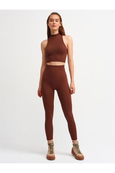 

brown ribbed tights 2241845 women's leggings, Black