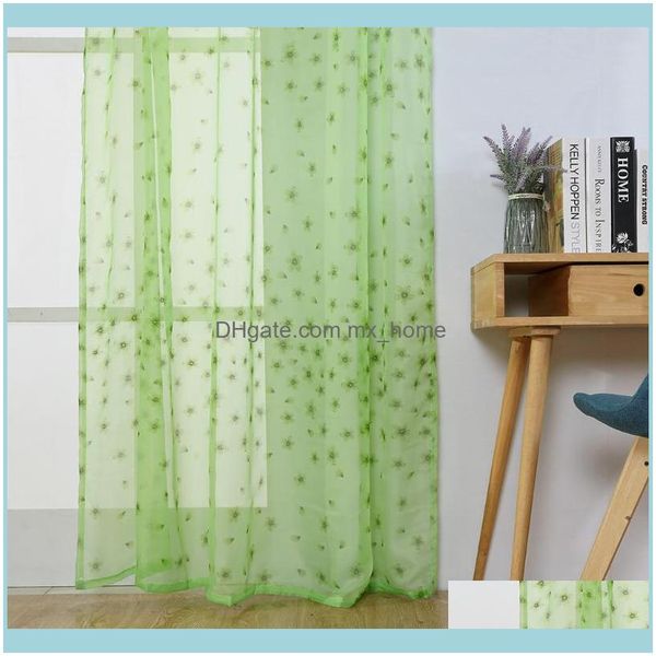 Drapes Deco El Supplies Home Gardenwindow Curtain 1 Pc Vines Leaves Tulle Door Drape Panel Sheer Scarf Valances Curtains For Living Room B