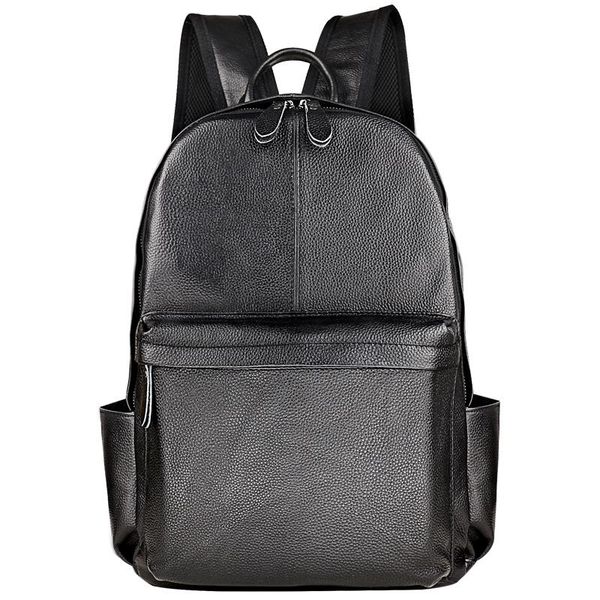 

backpack real genuine cowhide skin leisure men bag black color daily price in good quality travel ship