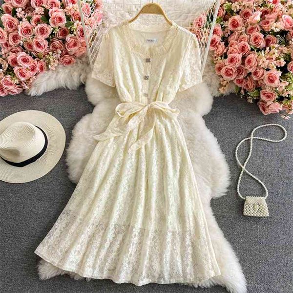 

summer women elegant short sleeve long dress lace date party es lady v-neck ball gown swing skirt 210430, Black;gray