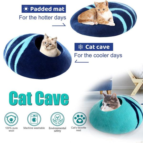

kennels & pens 40@ unique pet cat cave bed winter warm wool mat house cattery round washable basket super soft dog beds supplies