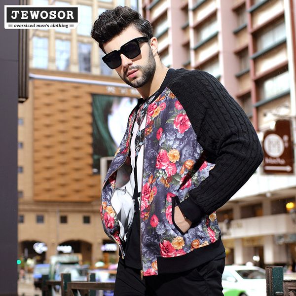 

men's plus size outerwear jewosor big fashion fat thiened jaet with printing stitching coat